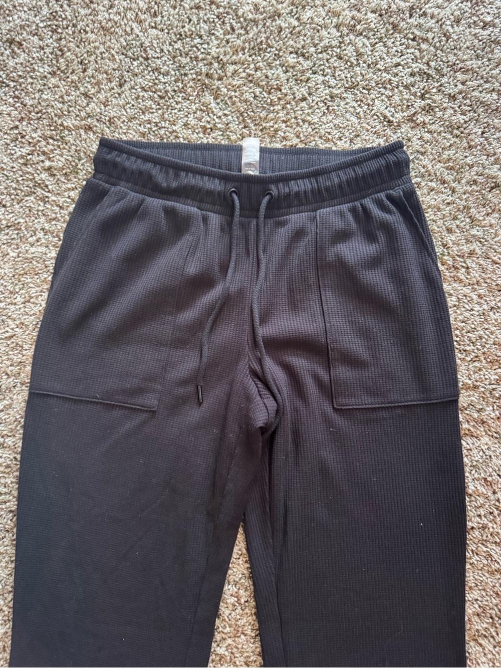Black Ribbed Drawstring Joggers - Picture 3 of 7